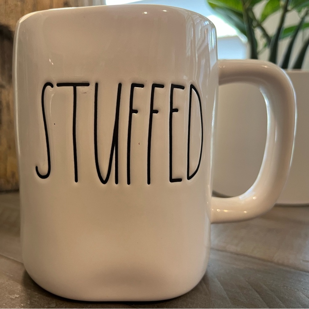 Rae Dunn White ‘STUFFED’ Mug with Orange Interior